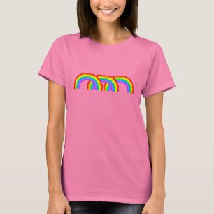 Camiseta colorida del arco iris del arte del pixel