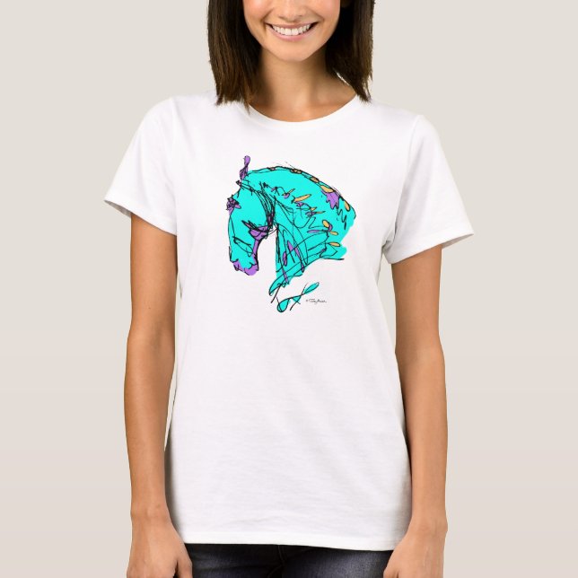 Camiseta colorida del caballo del Dressage (Anverso)