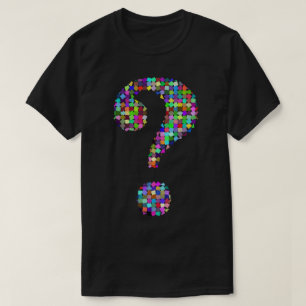 Camiseta colorida del signo de interrogación