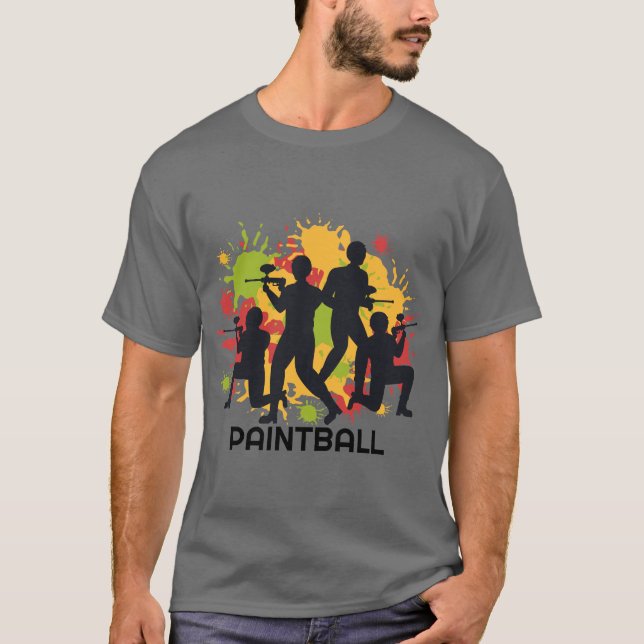 Camiseta Colorida escena de Paintball (Anverso)