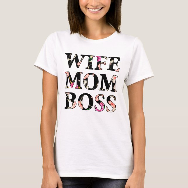 Camiseta Colorida Esposa Floral Mamá Jefe (Anverso)