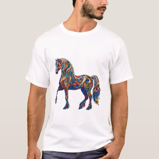 Camiseta Colorida estampación de caballo elegante impresión