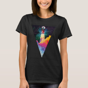 Camiseta Colorida explosión de astronauta en un cohete lanz