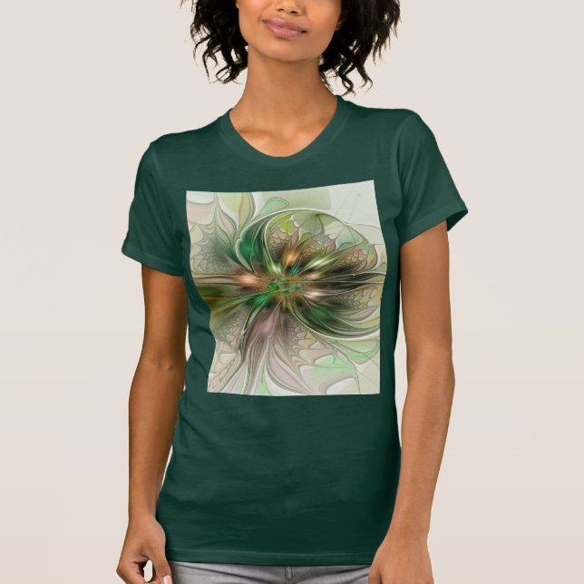 Camiseta Colorida Fantasía Moderna Resumen Flor Fractal (Anverso)