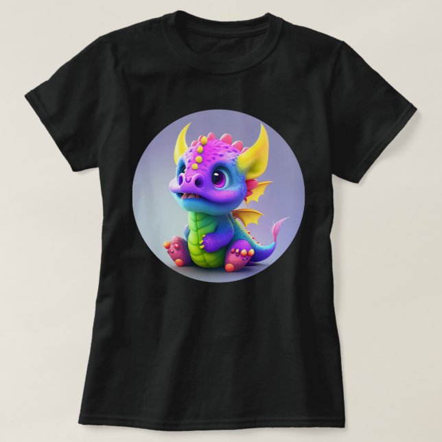 Camiseta colorida feliz bebé dragón (Diseño del anverso)