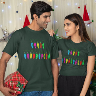 Camiseta Colorida fuente de las luces navideñas de Feliz