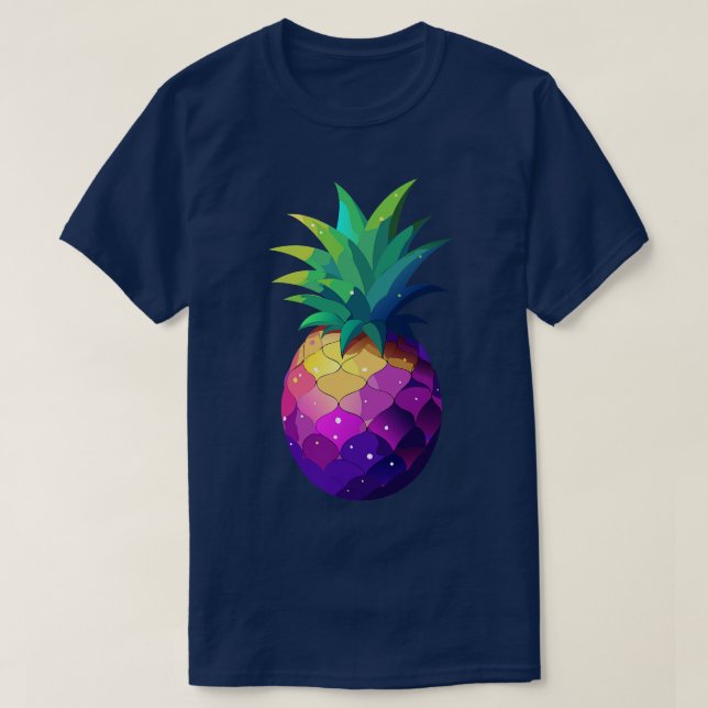 Camiseta Colorida Galaxy Pineapple TShirt (Diseño del anverso)