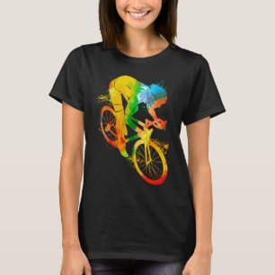 Camiseta Colorida gira en bicicleta de retrato pop con bici
