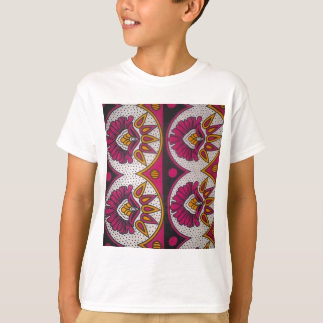 Camiseta Colorida impresión de arte en forma de tela africa (Anverso)