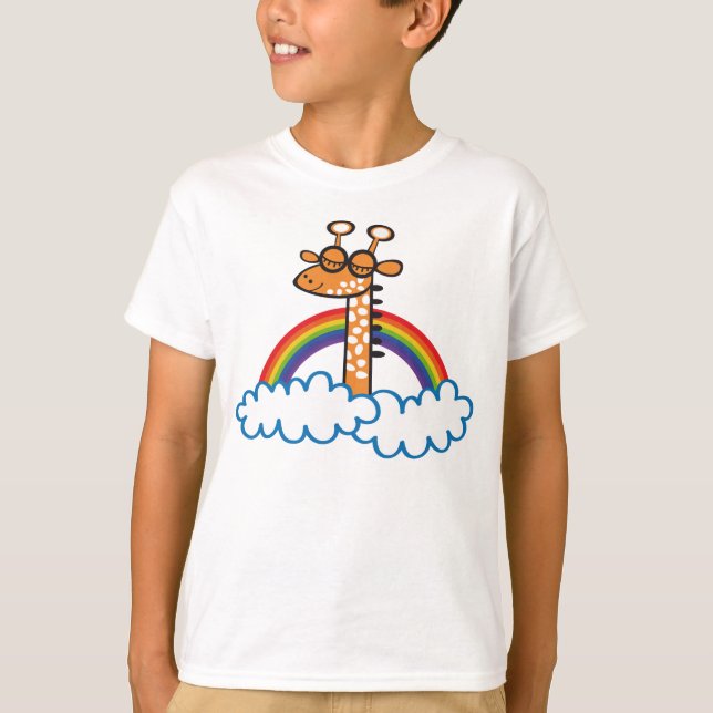 Camiseta Colorida Jirafa. Jirafa. Arcoiris, arco iris (Anverso)