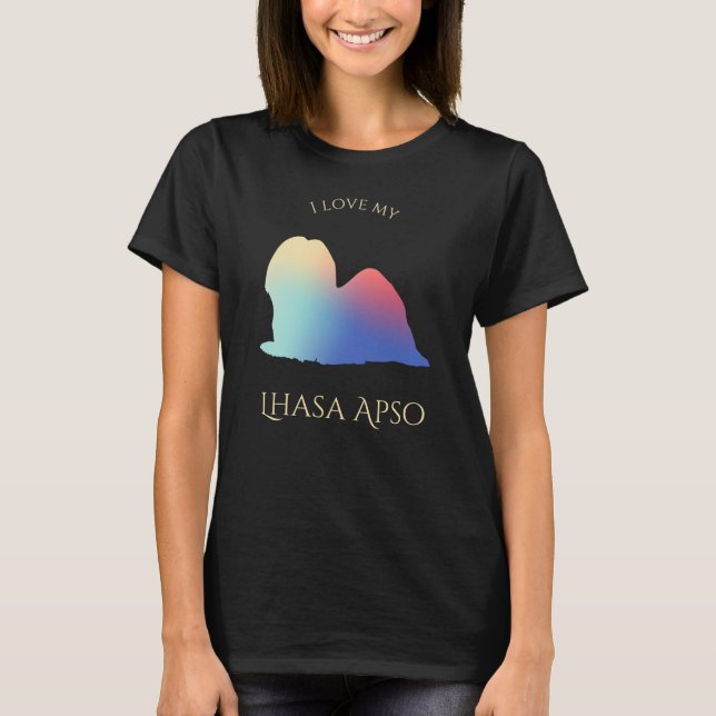 Camiseta Colorida Lhasa Apso Silhouette (Anverso)