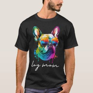 Camiseta Colorida madre de Bulldog francés de larga trayect