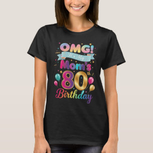 Camiseta Colorida Mamá 80. Diseño de fiesta de cumpleaños