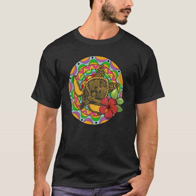 Camiseta Colorida manala florida Océano animal de Hawái (Anverso)