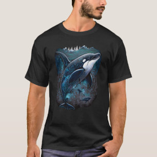 Camiseta Colorida mística ballena de oruga observando la ol