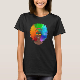 Camiseta Colorida mujer afroamericana arcoiris africana sun