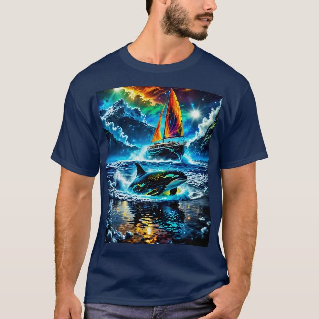 Camiseta Colorida observación de ballenas (Anverso)