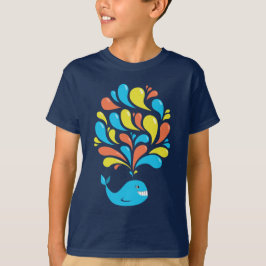 Camiseta Colorida Personalizado feliz ballena niños oscuros