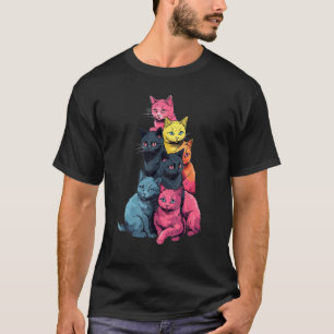 Camiseta Colorida Pila de Gatos American Shorthair del Orgu