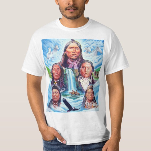 Camiseta Colorida pintura de los nativos estadounidenses bl (Anverso)