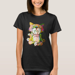 Camiseta Colorida pintura Splash Meditación Gato relajante 