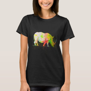 Camiseta Colorida pintura Splash Realista Rinoceronte salva