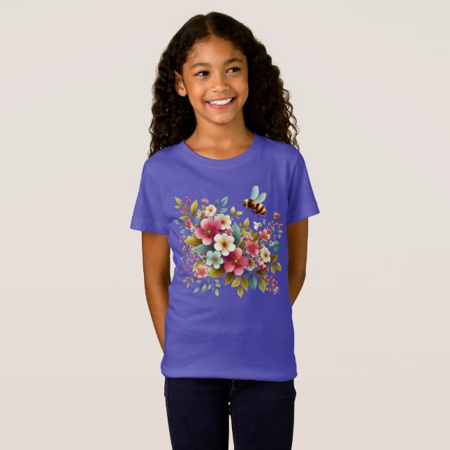 Camiseta Colorida, Primavera/Abeja floral (Anverso completo)