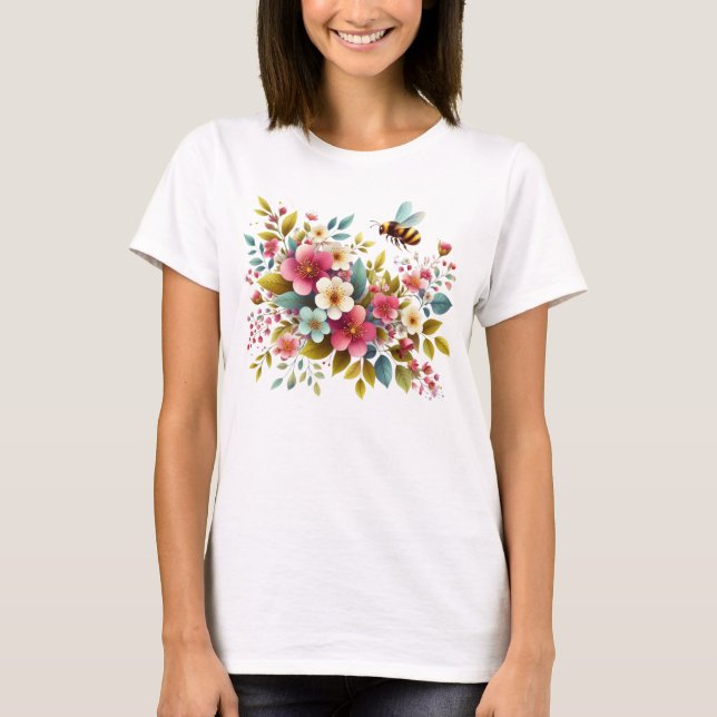 Camiseta Colorida, Primavera/Abeja floral (Anverso)