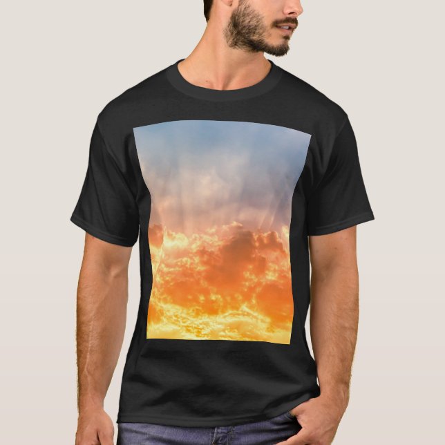 Camiseta Colorida puesta de sol: ardiente crepúsculo. (Anverso)