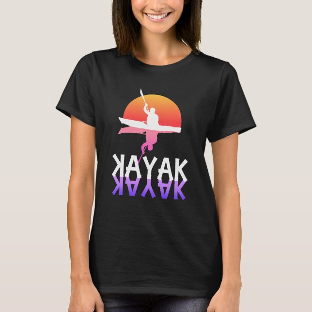 Camiseta Colorida puesta de sol de Kayak (Anverso)