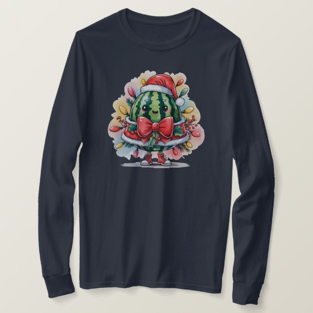 Camiseta Colorida sandía árbol de Navidad (Anverso del diseño)