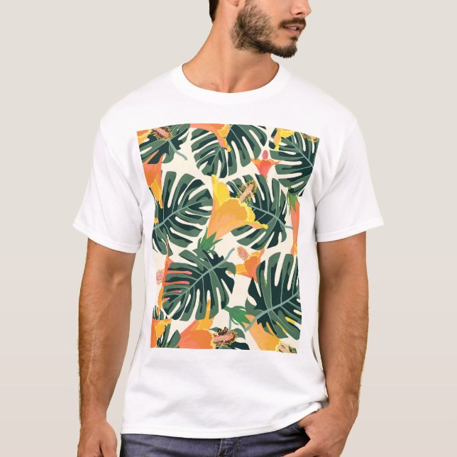 Camiseta Colorida textil tropical exótica (Anverso)