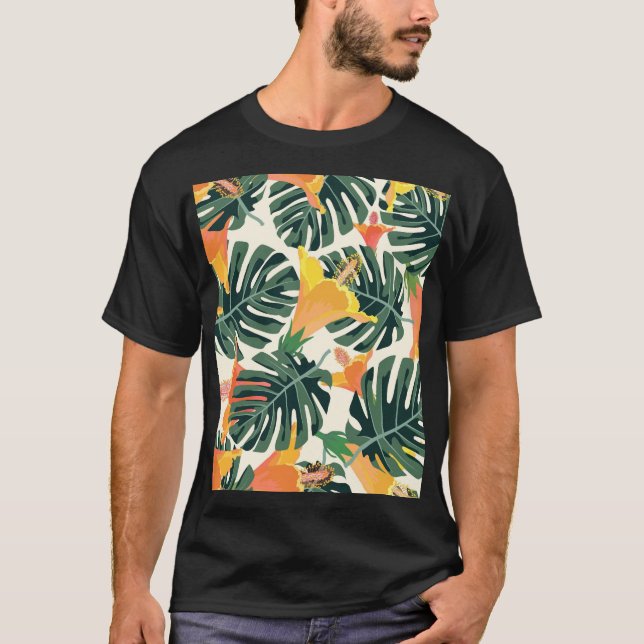 Camiseta Colorida textil tropical exótica (Anverso)
