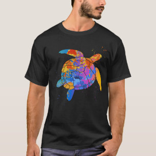 Camiseta Colorida tortuga gráfica Océano animal diseño de t