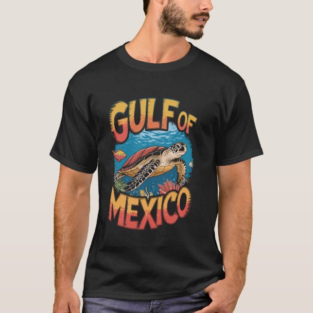 Camiseta Colorida tortuga marina mosaica - Golfo de México (Anverso)