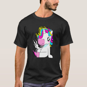 Camiseta Colorida Unicornio Multilapa Paz Relajada Aes