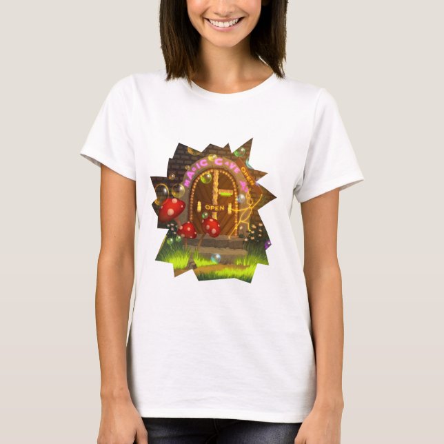 Camiseta colorida y fantástica con puertas abierta (Anverso)