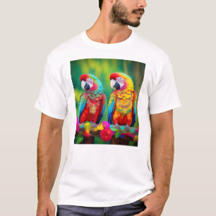 Camiseta Coloridas Aves Crudas En La Rama-67859
