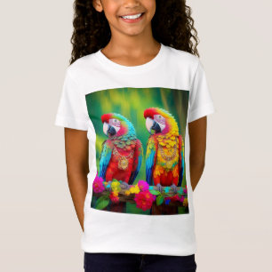 Camiseta Coloridas Aves Crudas En La Rama-67859
