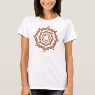 Camiseta coloridas bicicletas femeninas mandala