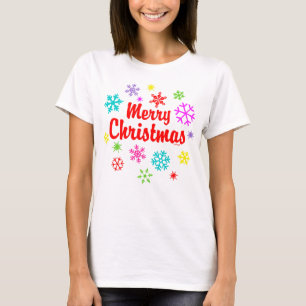 Camiseta Coloridas copas de nieve navideñas de Feliz