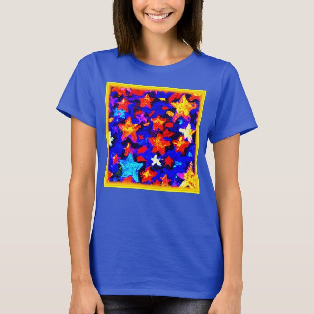 Camiseta "Coloridas estrellas impresionantes". ¡Hazte con u (Anverso)
