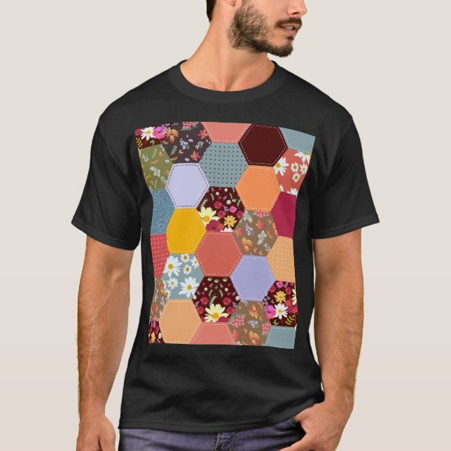 Camiseta Coloridas flores de hexágono diseño de acantilado (Anverso)