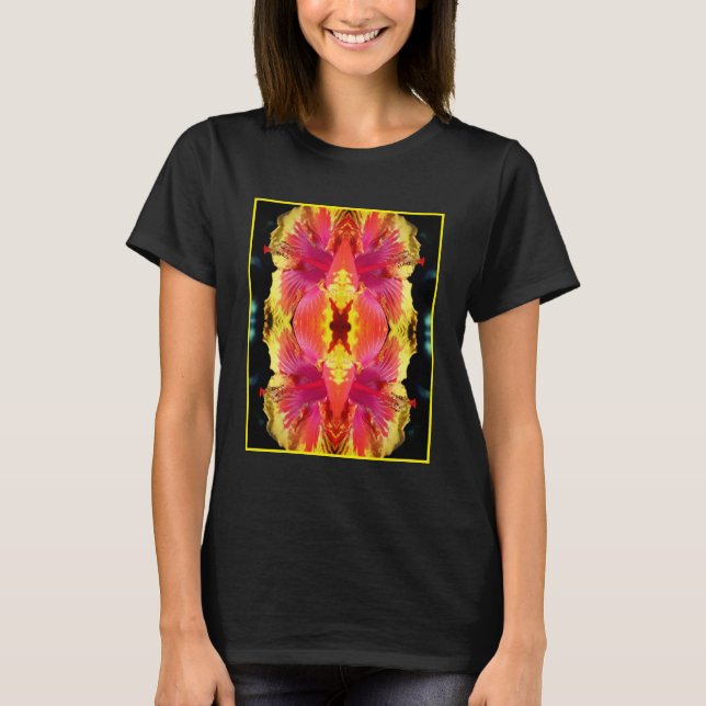 Camiseta Coloridas Flores Hibiscus Aceleran Resumen (Anverso)