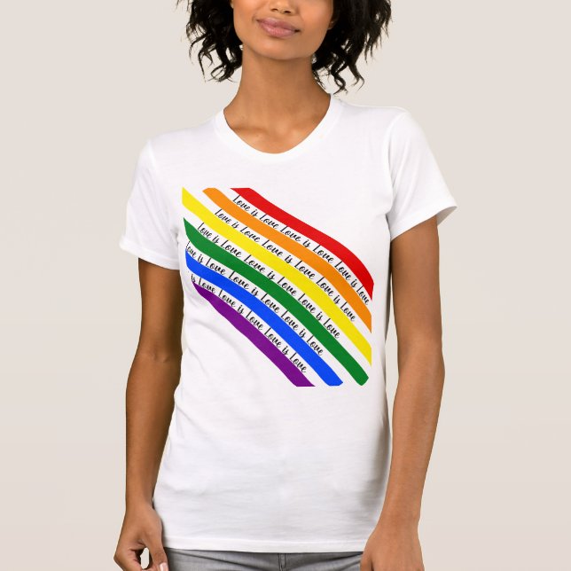 Camiseta Coloridas franjas de arcoiris brillantes diagonale (Anverso)