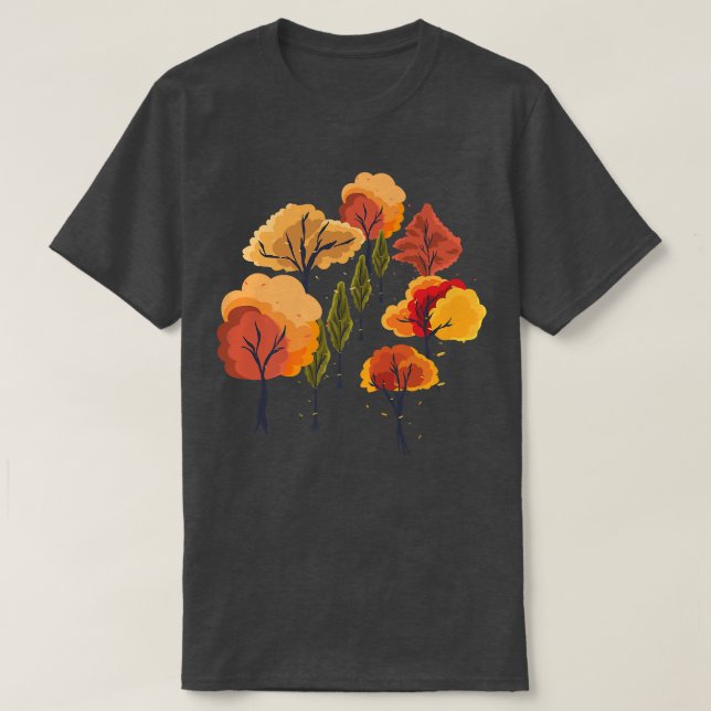 Camiseta Coloridas hojas otoñales caen árboles naturales fo (Diseño del anverso)