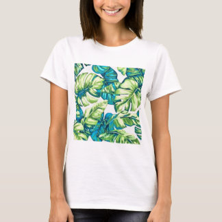 Camiseta Coloridas hojas tropicales de Banana y Monstera