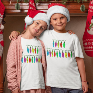 Camiseta Coloridas luces navideñas navideñas Chicas y chico