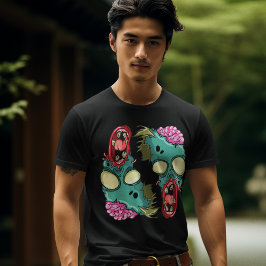 Camiseta Coloridas negritas zombies con cerebros revelaron 