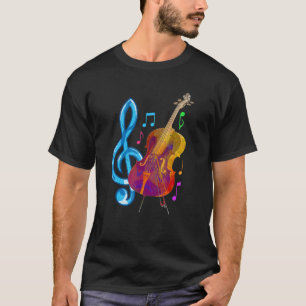 Camiseta Coloridas notas musicales de la orquesta Cellist T